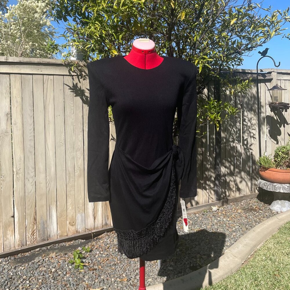 NWT Vintage 1980s Hearts Bodycon Fringe Dress